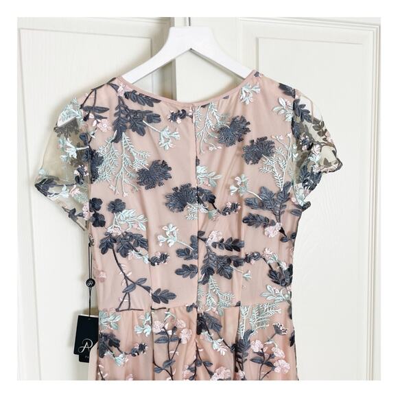 Adrianna Papell Abigail Embroidered Mesh S/S Dress NWT - Picture 7 of 11